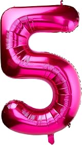 Unique Pink Number 5 Large Foil Balloon 86cm Birthday Party Decor