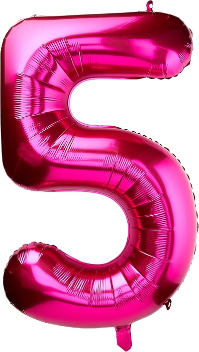 Unique Pink Number 5 Large Foil Balloon 86cm Birthday Party Decor