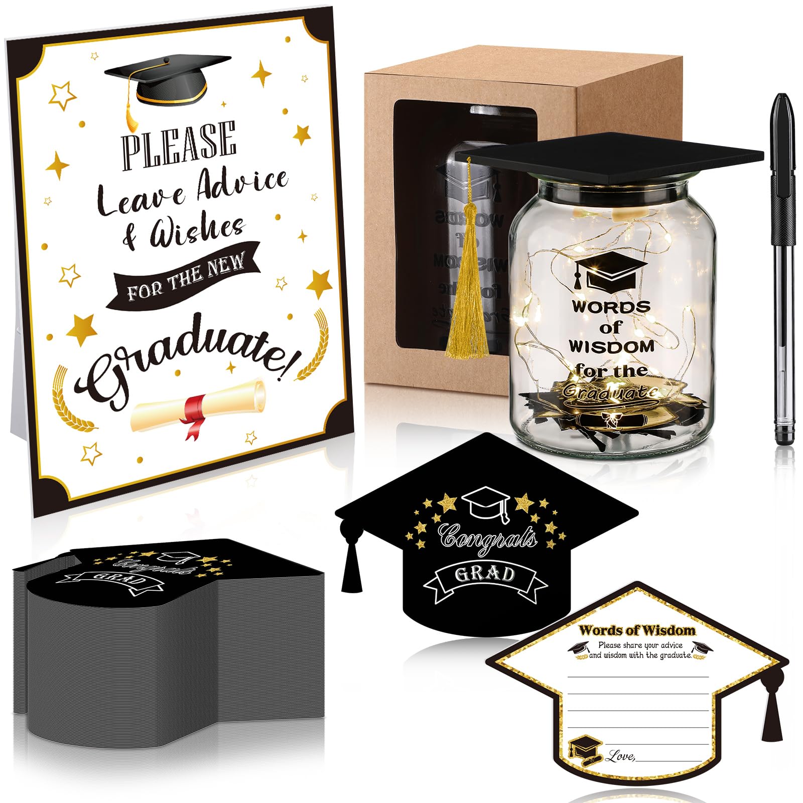 Vesici 105 Pcs Graduation Memory Jar Set Class of 2025 Graduation Mason ...