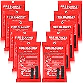 Macarrie 10 Pack 39” x 39” Fire Blanket Emergency for Home Kitchen Safety Suppression Blanket Fiberglass Fireproof Survival for Car Office (Red)
