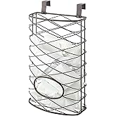 SunnyPoint Over Cabinet Kitchen Storage Organizer Holder or Basket - Hang Over Cabinet Doors in Kitchen/Pantry - Holds up to 50 Plastic Shopping Bags (BROWN)