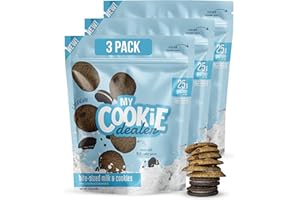 My Cookie Dealer Protein Cookies, Bite-Sized Crunchy Milk & Cookies (5oz, Pack of 3) - 25g Protein per Bag - Individually Wrapped Workout Snacks for On-The-Go Travel, Vegan