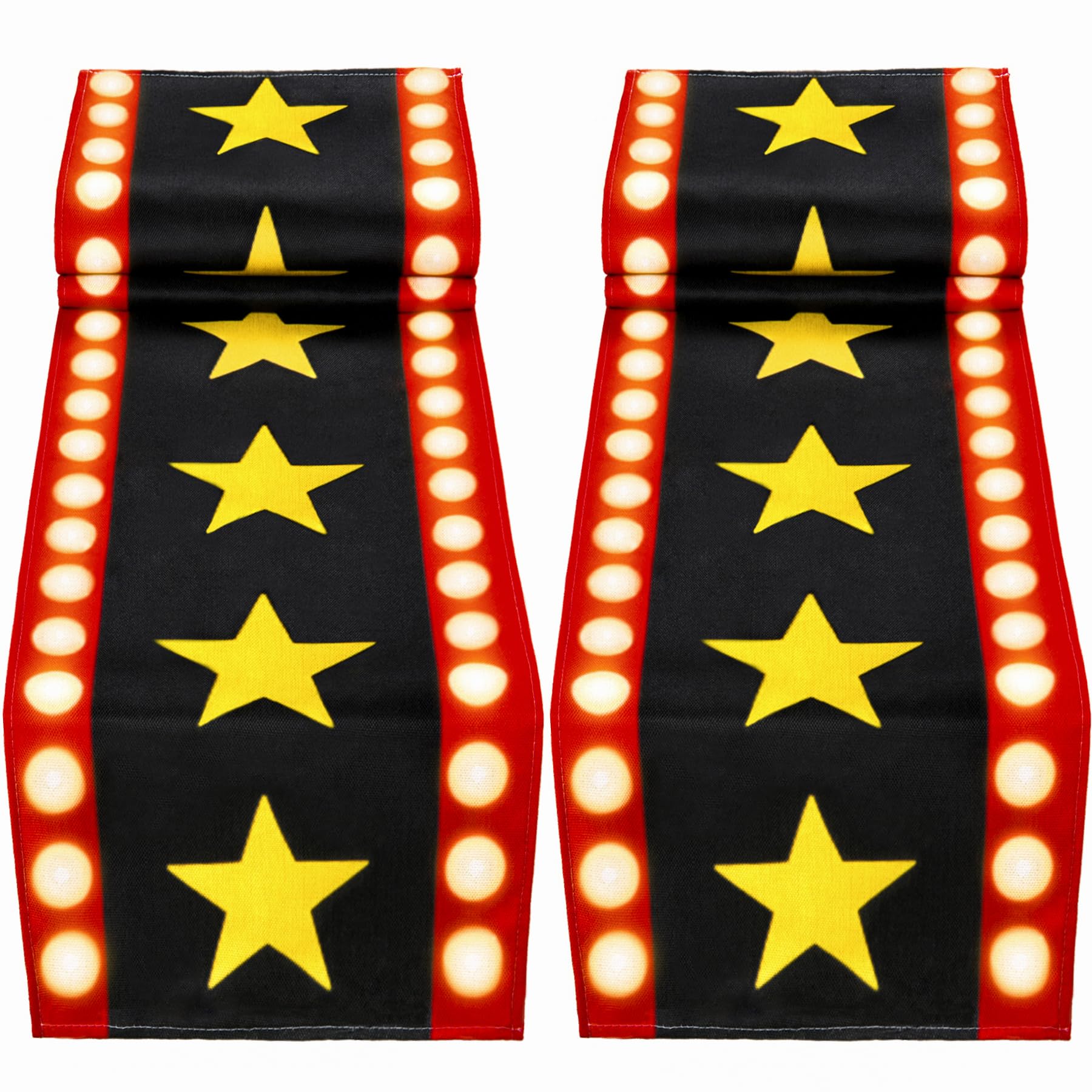 Photo 1 of 2 Pcs 13 x 72 Inch Movie Night Table Runner with Gold Star Design - Movie Night Black Carpet Decoration for Birthday Party Supplies ?Black?