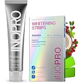 InoPro Teeth Whitening Strips 21 Treatments Kit + InoPro Whitening Hydroxyapatite Toothpaste with Probiotic for Sensitive Teeth 5oz