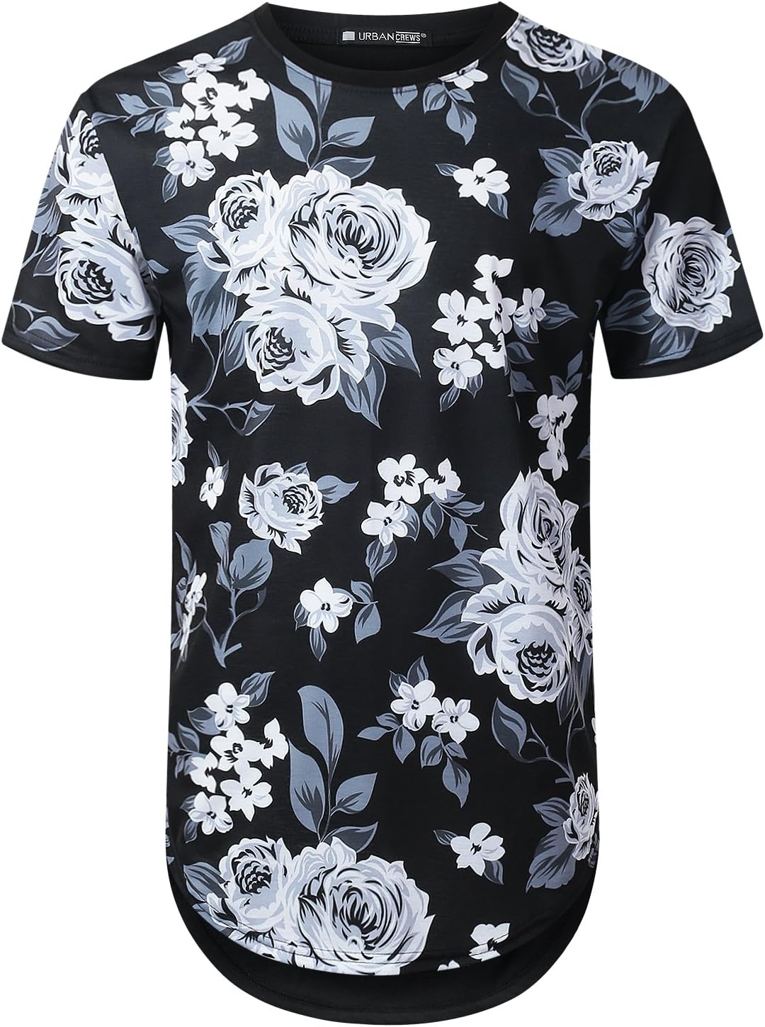 Mens Hipster Hip Hop Paradise Floral Longline T-Shirt