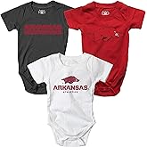 Wes and Willy Baby College Team 3 Pack of Cotton Rompers