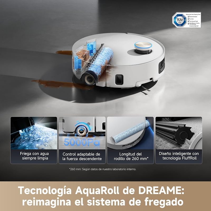 Aqua10 Ultra Roller Complete, Aspirador Robô, Rolos Autolimpáveis, Supera Obstáculos de 8 cm, Esvaziamento Automático, 30.000 Pa de sucção, Controlo Inteligente por Voz