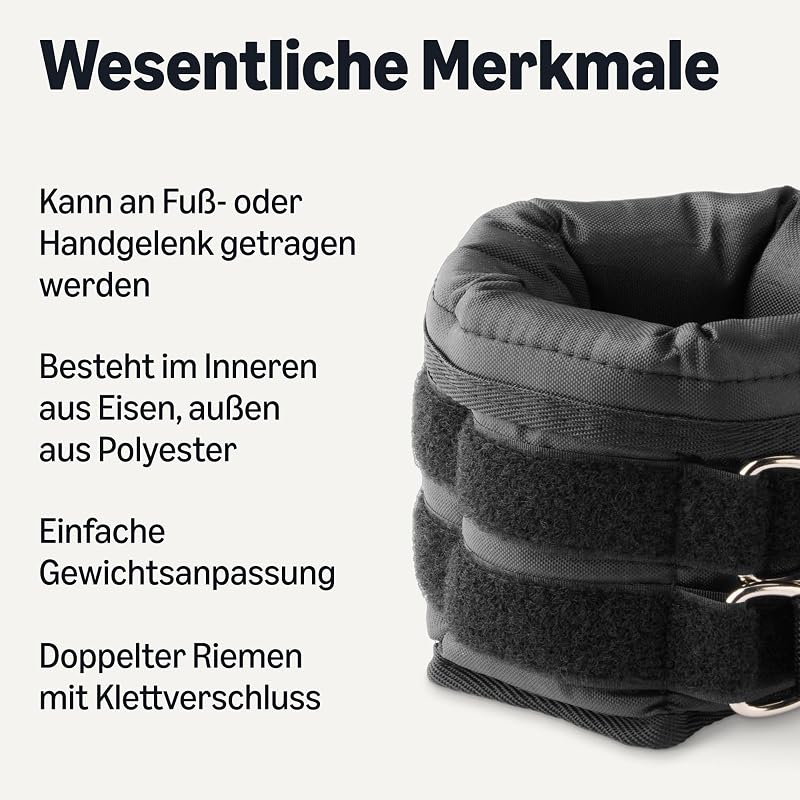 verstellbare Knöchel- und Handgelenkgewichte für Damen und Herren, jeweils 1,13 kg, 2er-Set