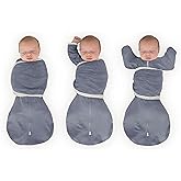 SwaddleDesigns 6-Way Omni Swaddle Sack Arms Up Swaddle for Newborn, More Options to Calm Startle Reflex, Improves Sleep, Easy Transition Baby Sleep Sack, Small, 0-3 Mo, 6-12 lbs, Heathered Denim