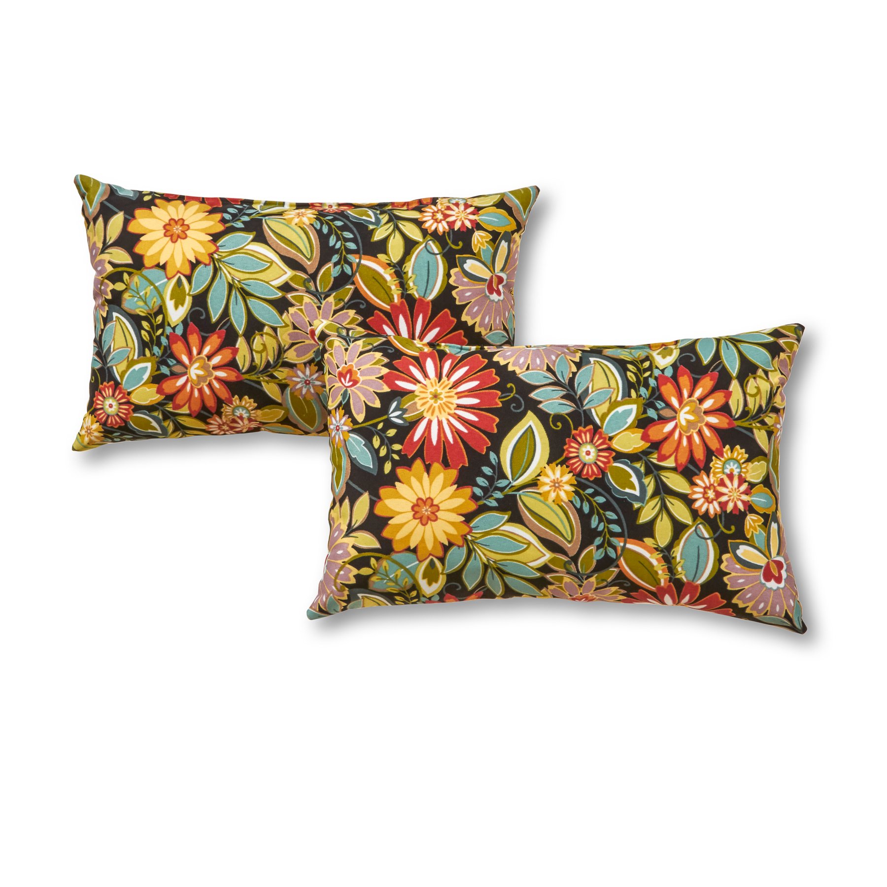 Greendale Home Fashions Set of 2 Outdoor 19x12-inch Rectangle Throw Pillows, Bloom