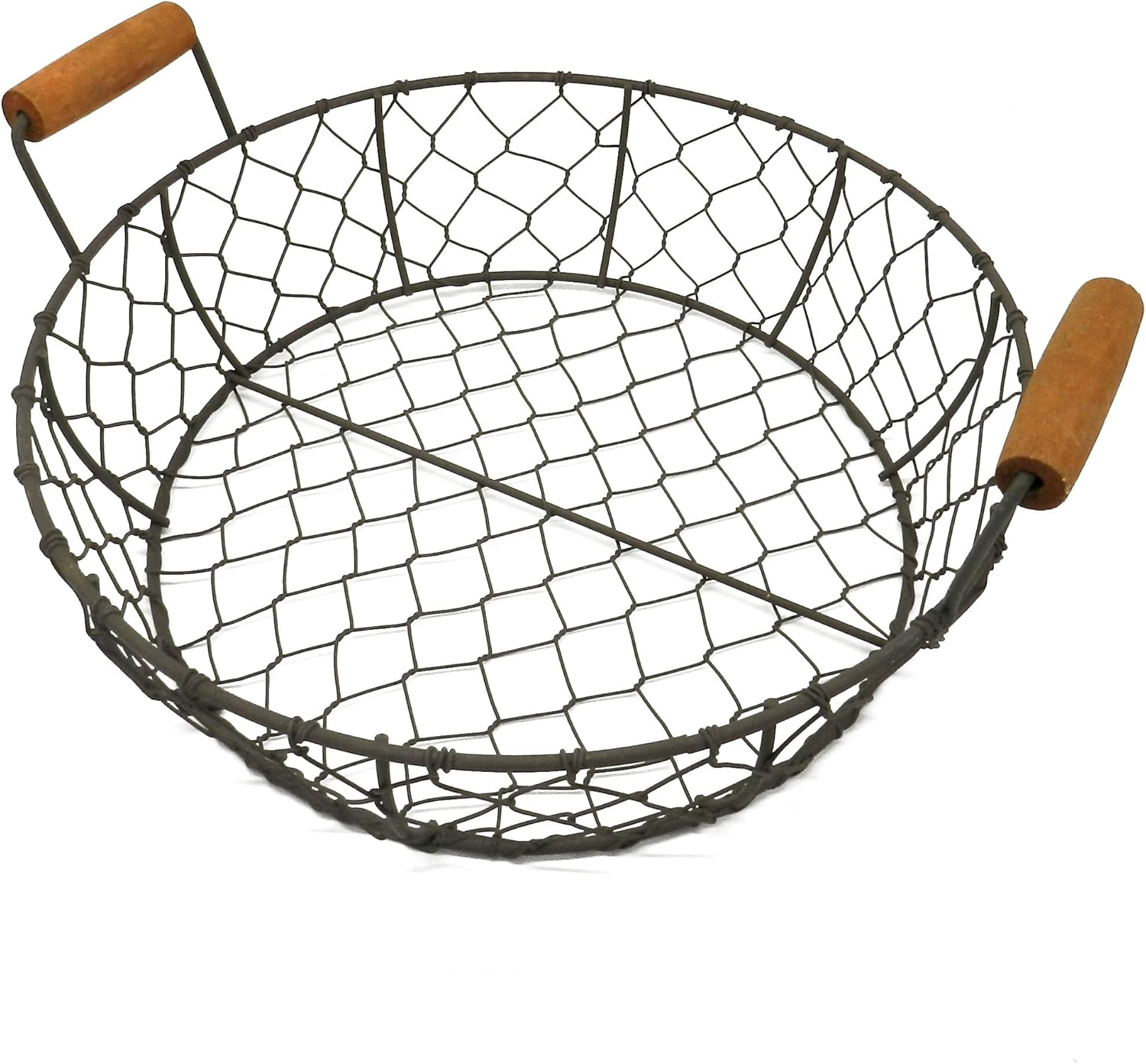 Baskets Collectibles Vintage 7" Black Metal Wire Egg Basket with Wood