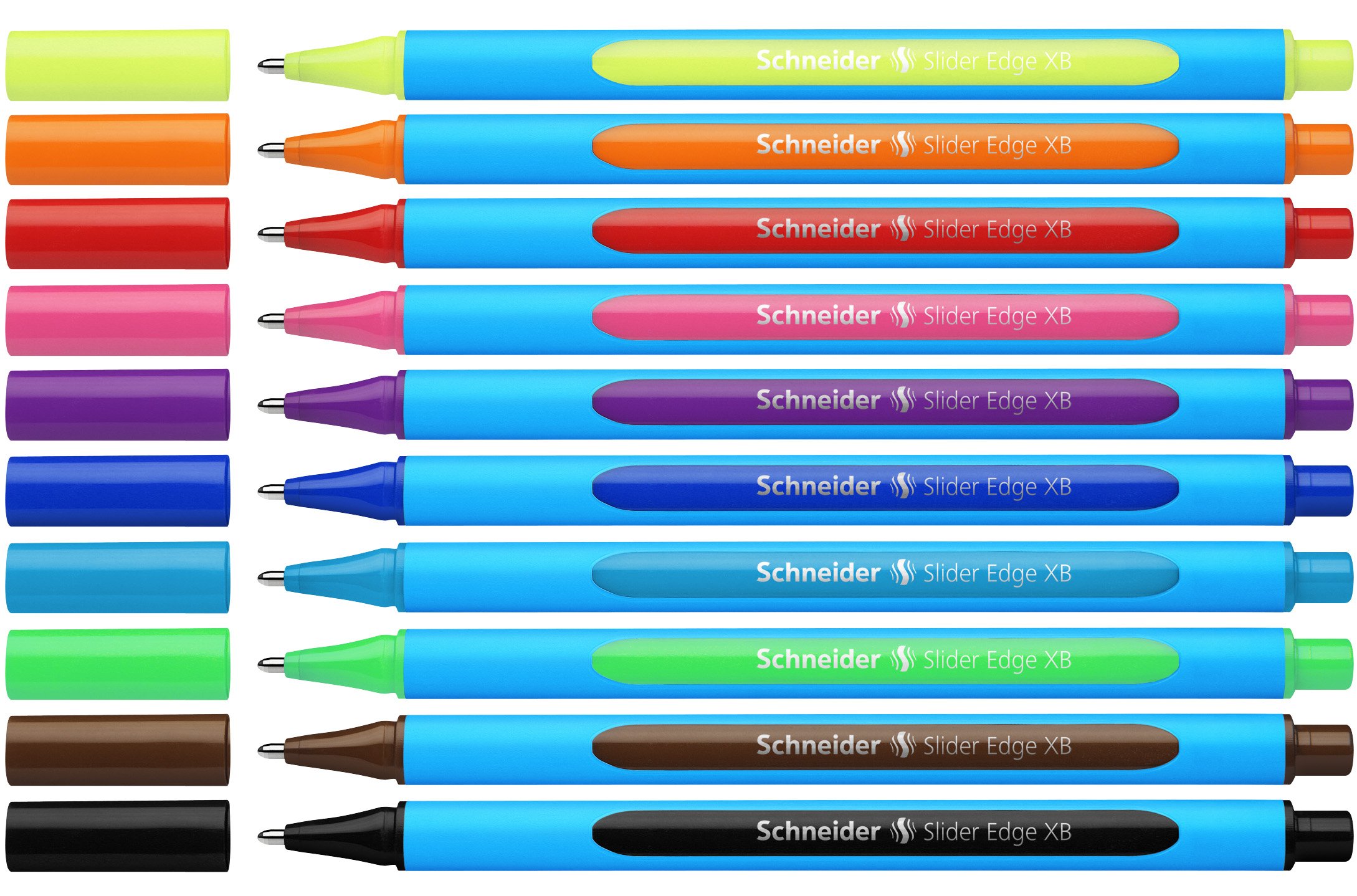 Schneider Slider Edge Assorted Ballpoint Pens (Wallet of 10), Yellow,Orange,Blue,Green,Violet,Brown,Red,Pink,Black โ image 1