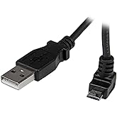StarTech.com Cable micro USB de 6.6 ft – A a ángulo hacia arriba Micro B – Cable micro USB en ángulo hacia arriba – 1 x USB A