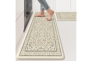 KIMODE Anti Fatigue Kitchen Mats for Floor, Boho Floral Kitchen Rugs Sets of 2, Cushioned Kitchen Floor Mats Non Slip, Comfor