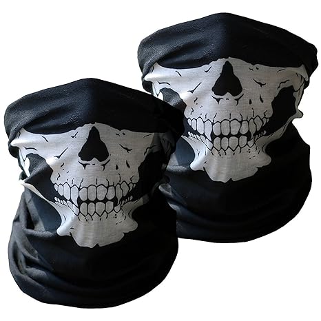 Xpassion 3 Stück Premium Sturmmaske Totenkopf Schwarz Skull Maske Multifonction Sturmmaske Ghost für Motorrad Fahrrad Ski Pai