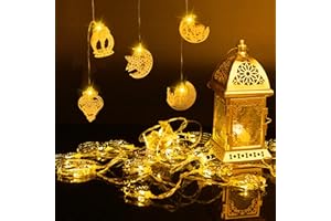 ANPHSIN Ramadan Eid String Light- 9.8ft 20LEDs Eid Moon Star Kerosene Lantern Lamp Battery Operated Mubarak Islam Decorative Indoor Lights String for Muslim Islamic Home Garden Patio Decor Supplies