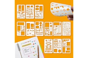 OCPCRN 12 Pcs Planner Stencils, Reusable Stencils for Journaling & Bullet Journal, Journal Templates for Weekly Spread, Habit Tracker, Calendar Planning, Scrapbooking & DIY