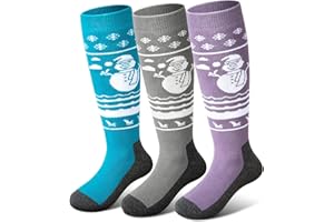 Pecube Kids Ski Socks 2/3 pairs Thermal Thick OTC Snow Socks for Boys Girls Toddler Skiing Snowboard Skating