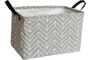 HUAYEE Rectangular Storage Bin Canvas Fabric Storage Basket,Waterproof Coating Toy Organizer with Handles,Gift Basket for Home,Office,Clothes,Toy,Shelf Basket (REC Geometric)