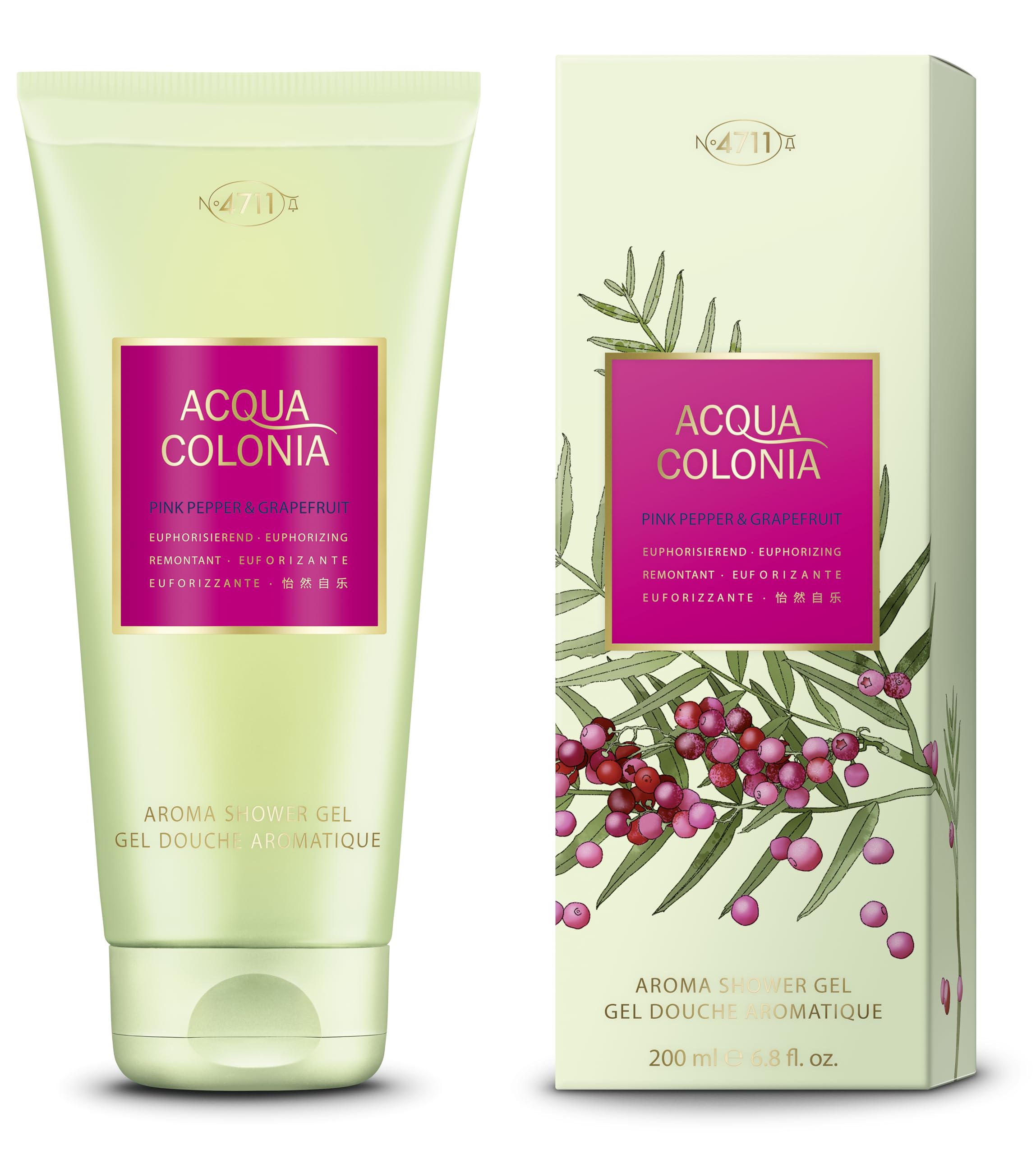 4711 Acqua Colonia Pink Pepper & Grapefruit | Eau de Cologne - euphorisierend - Wellness für die Sinne | 200 ml Aroma Shower Gel