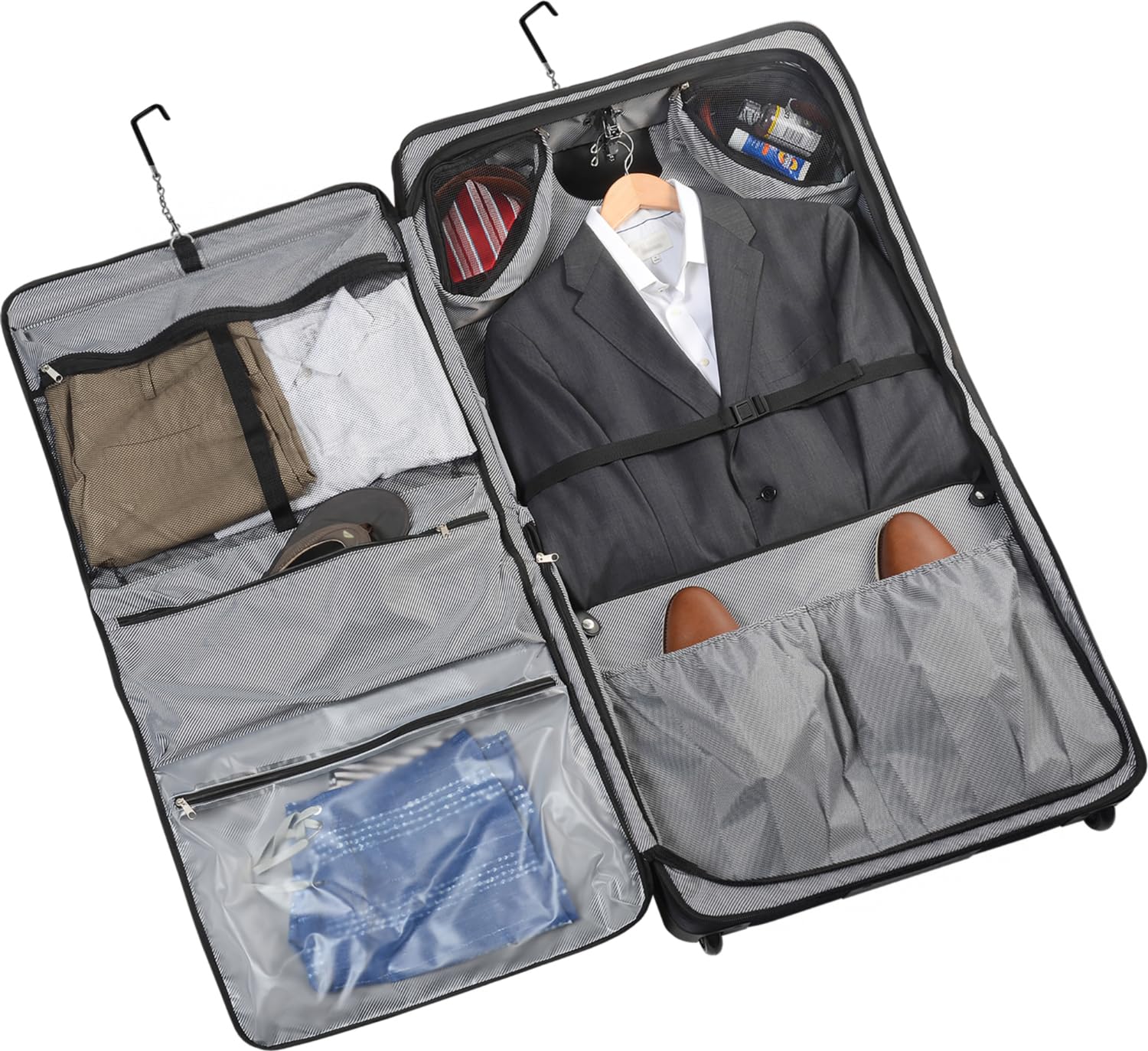 WallyBags Solutions Garment Bag, Multiple Hangers and Made for Men and Women, Black, 45-Inch Rolling
