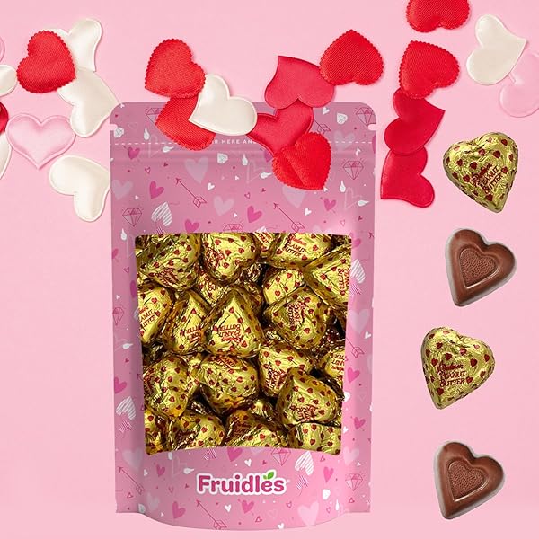 FRUIDLES VALENTINE’S MILK PEANUT BUTTER CHOCOLATE HEARTS, MILK CREAMY CHOCOLATY HEARTS, HOLIDAY TREATS, INDIVIDUALLY WRAPPED FOILS, KOSHER CERTIFIED DAIRY (HALF-POUND)