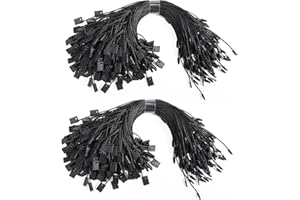 DASSNANE 7 Inch Nylon Hang Tag String with Plastic Lockers,Snap Lock Pin Loop Fastener Hook Ties Tag Strings,Easy and Fast to Attach for Clothes Tags,Price Tags,Luggage Label (2000pcs Black)