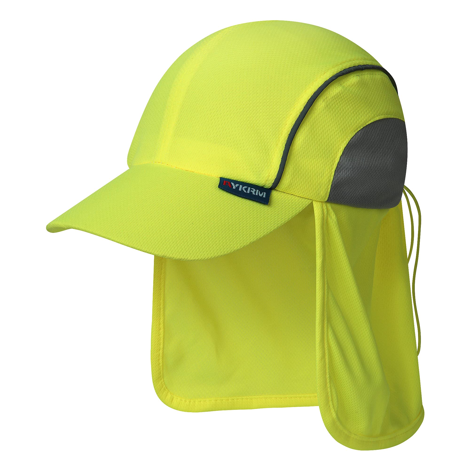 AYKRM High Visibility Yellow Legionnaires Cap/Reflective hat (Yellow+Gray, 58CM)