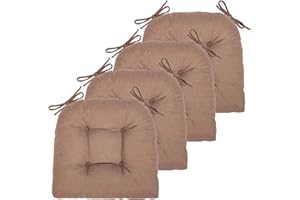 JAMPAYANG Chair Cushion, 4 Pack Chair Cushions for Dining Chairs, Chair Pads and Mat with Ties for Indoor Kitchen Seat and Desk (4 Count - 17 x 16 in, Coffee)