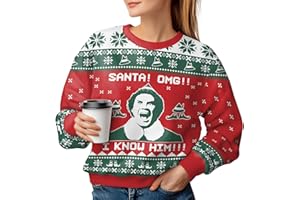 34HD Ugly Christmas Sweater for Men Women 2024, Funny Unisex Crewneck Sweatshirt, Men Ugly Sweater Gifts for Christmas
