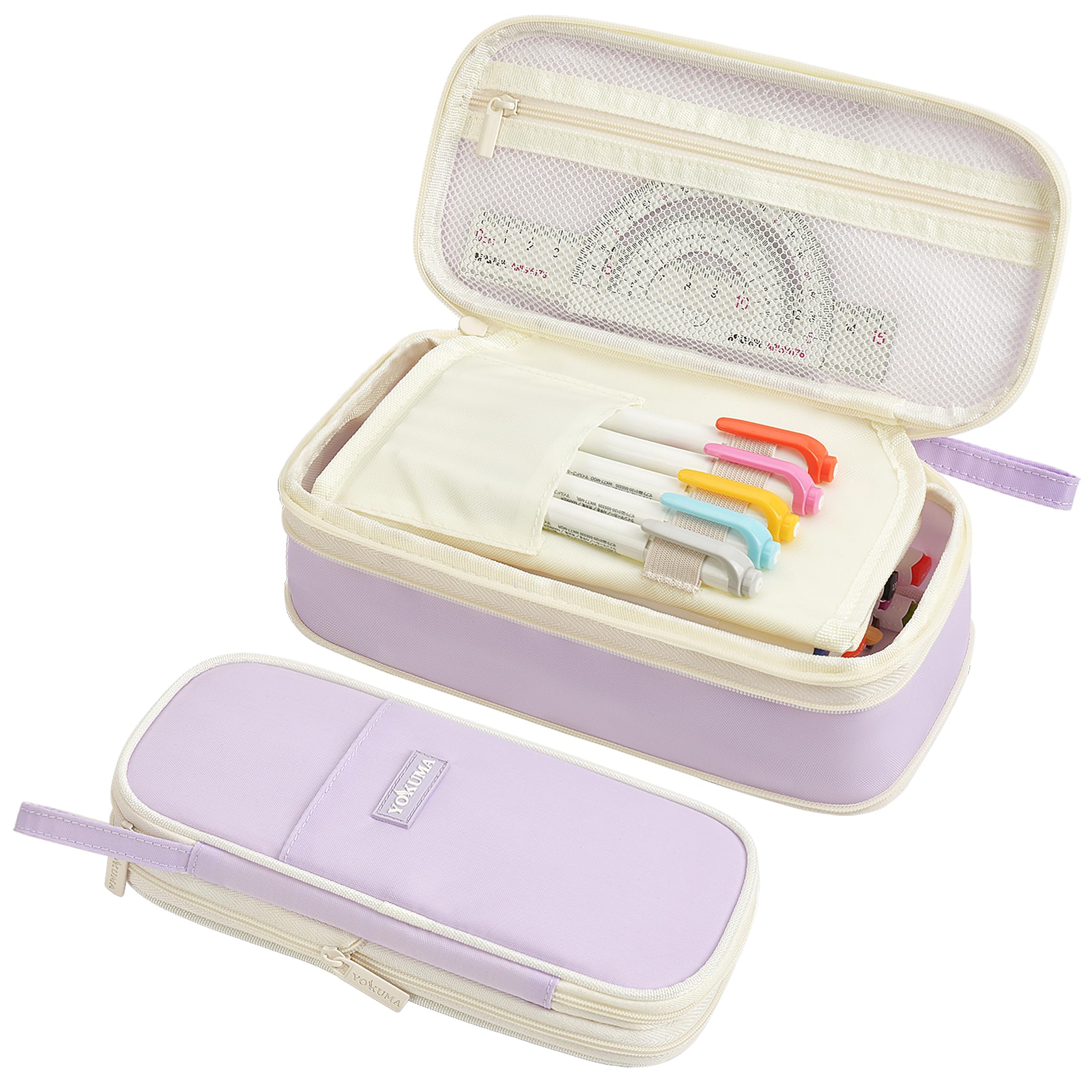 YOKUMA Pencil Case Cute Pencil Pouch for Girls Big Capacity Pen Bag Box, Kawaii Aesthetic College School Supplies for Student Teen Adults Preppy, Purple