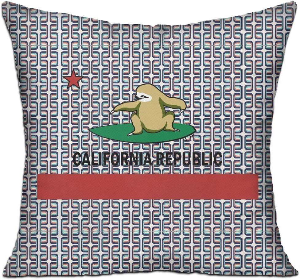 Ojinwangji California Surfing Sloth Soft Pillow Print Sofa Pillowcase 18 X 18 Inches,