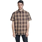 YAGO Men's Casual Checkered Relaxed Fit Button Up Short Sleeve Work Shirt
