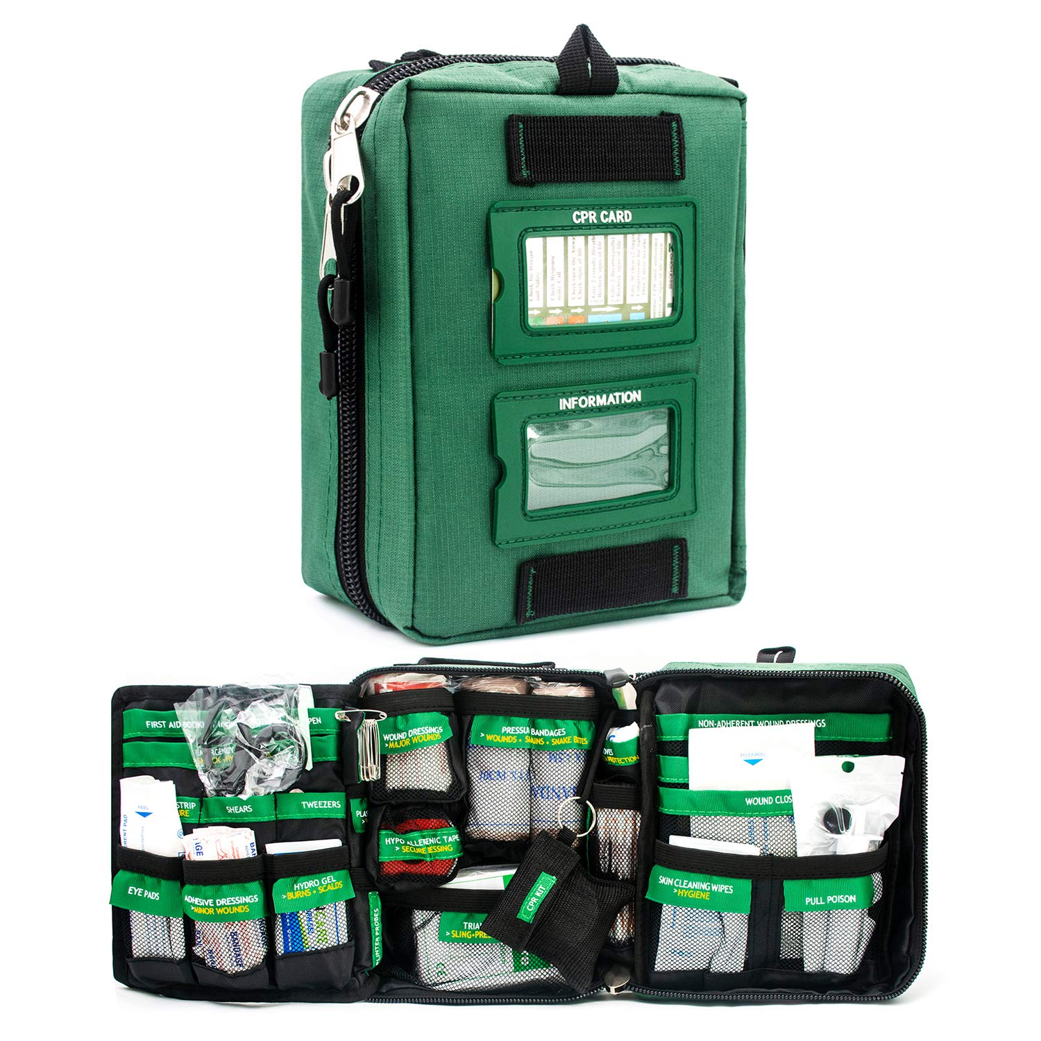 BearHoHo Professional Trauma First Aid Kit - Labelled Compartments for Home,Workplace, Outdoor, Car, Boat, Travel Emergencies 165 Piece Emergency Necessities Kits