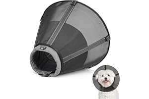 JOYPIG Dog Cone Collar to Stop Licking: Soft Mesh Recovery Collar After Surgery with Detachable Pad, Elizabeth Cone Alternative for Large Medium, Small Dogs, Normal Eating and Drinking (L, Black Mesh)