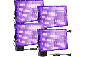 4 Pack 300W Black Lights, Blacklight Flood Light with Plug and Switch,for Glow Party, Black Light Party, Halloween, Body Pain