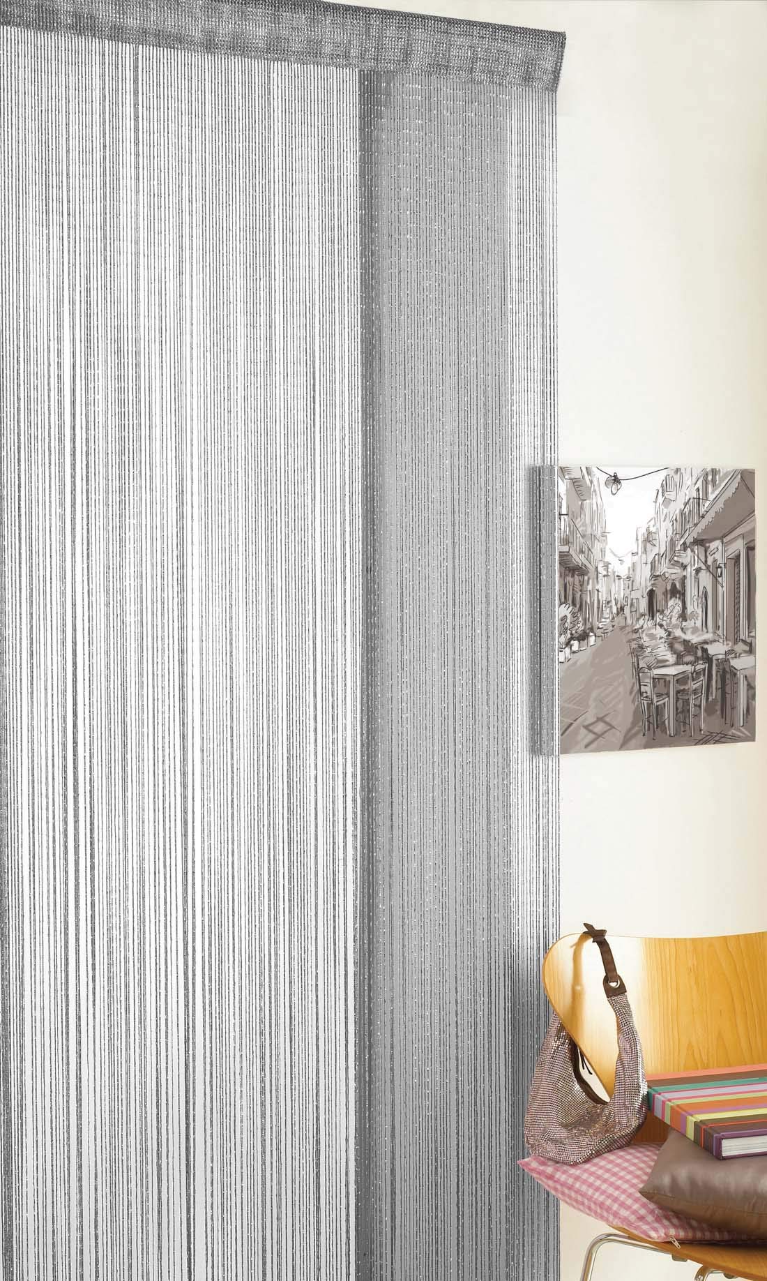 Country Club String Door Curtain, Glitter Grey