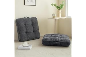 HIGOGOGO Washable Floor Pillow Cushion for Adults, Meditation Cushion Pillow, Large Square Floor Sitting, Removable Tufted Corduroy Cover, for Tatami Living Room or Yoga, 22x22 Inch, 2Pack, Machine Washable