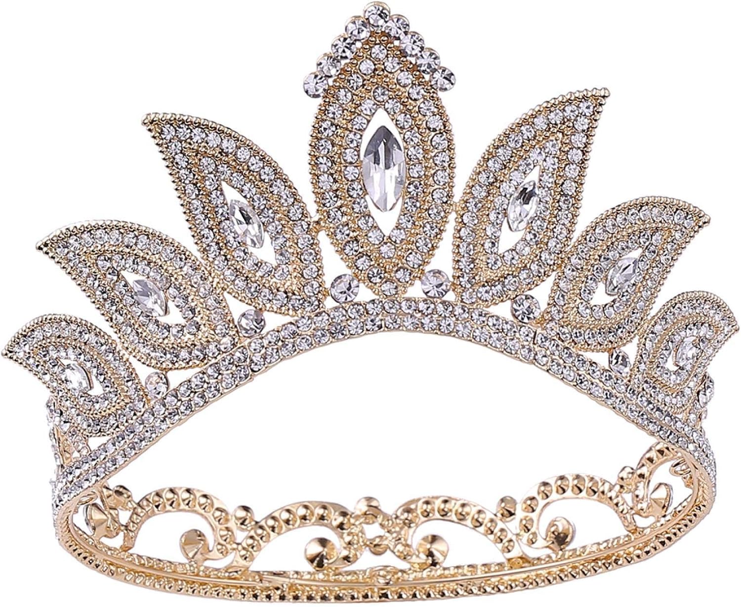qwertyuio Tiara Corona para Mujer Royal Queen Fashion Crystal