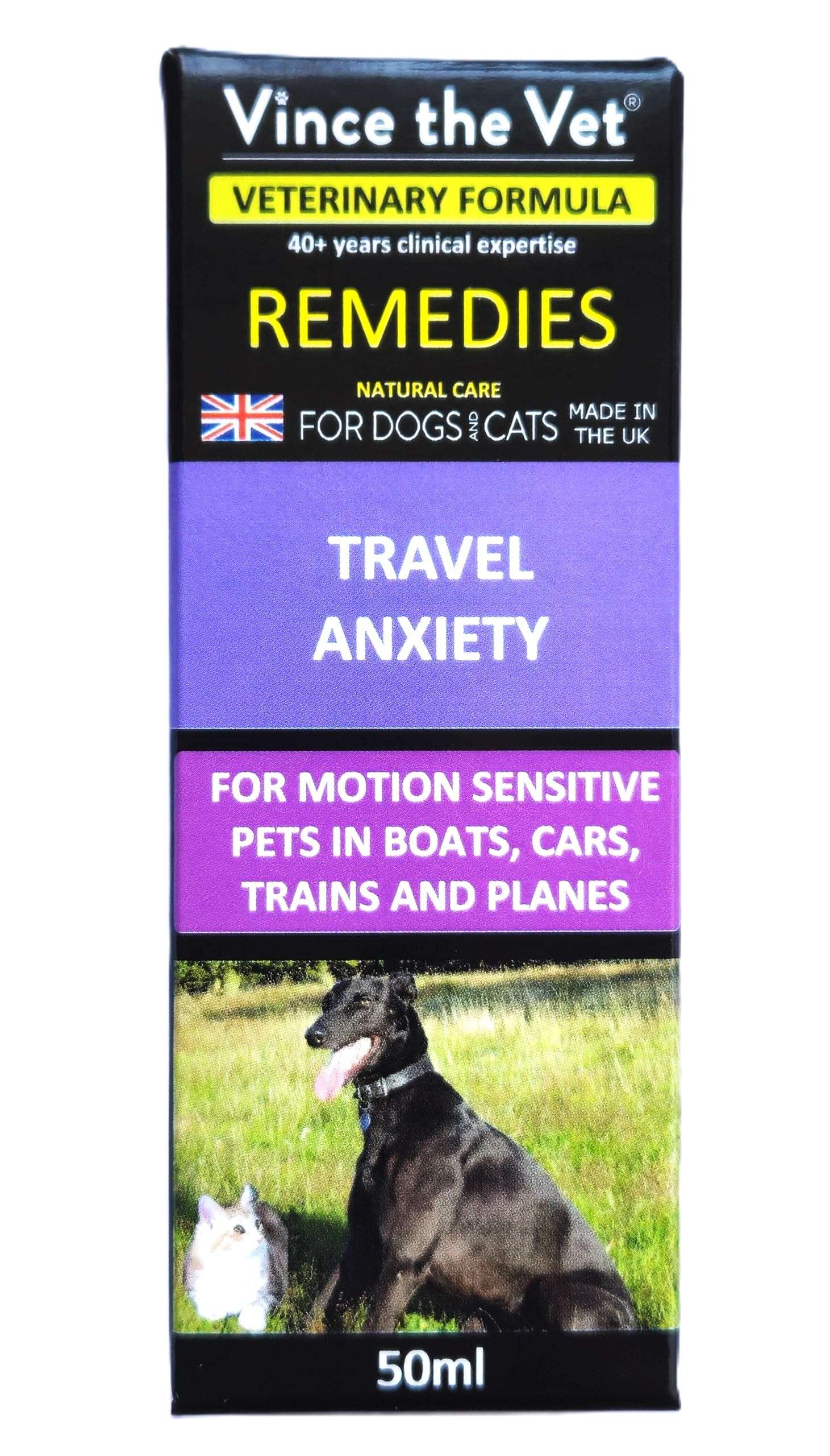 Vince the Vet Veterinary Formula Remedy (Dogs and Cats) for Stress Relief - Travel Anxiety 50ml