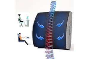 Tucoekta Lumbar Support Pillow for Office Chair, Gaming Chair, or Car, Memory Foam Cushion with Breathable Ventilated Mesh an