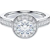 THELANDA 1CT Genuine Moissanite or Simulated Diamond 10mm Diameter Halo Classic Promise Engagement Ring For Women
