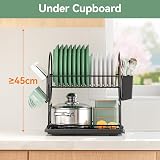 niffgaff 2-Tier Black Dish Drying Rack with Drip Tray Utensil Cup Holder view 7