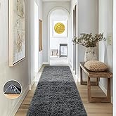 Ophanie 2x8 Runner Rug for Hallway, Upgrade Non-Slip Fluffy Soft Bedside Rugs, Bedroom Living Room Grey Shaggy Gray Carpet for Kids Girls Boys Dorm Nursery Home Decor Aesthetic
