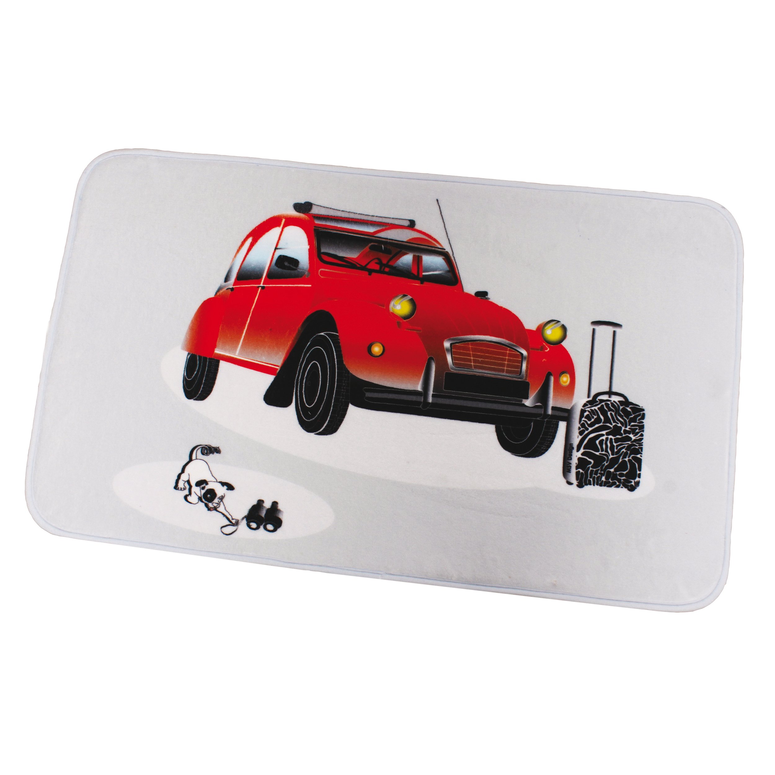 MSV "Bain Bath Mat, White/Red, 45 x 75 cm