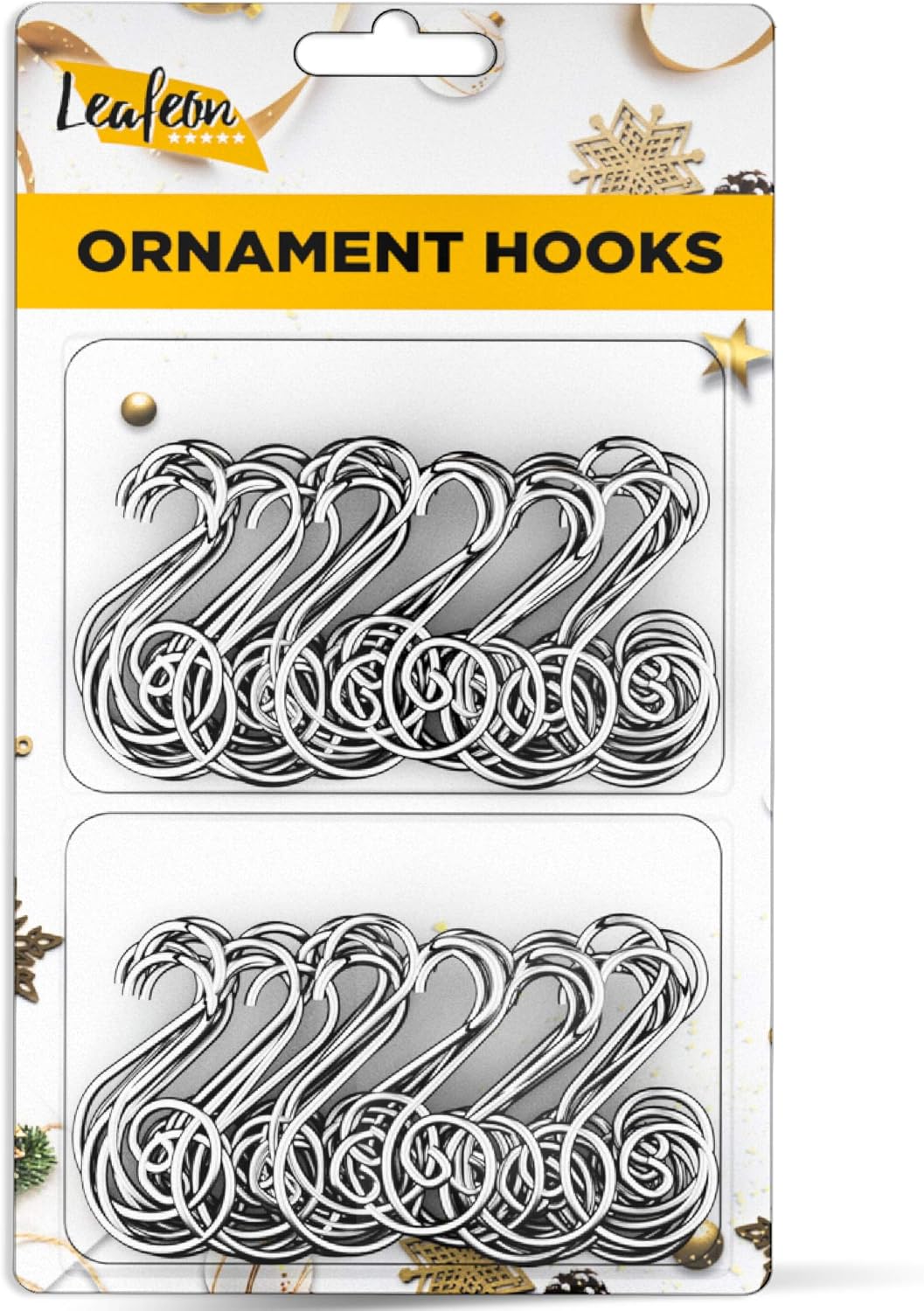Ornament Hooks - 50 Pack S-Shaped Christmas Ornament Hooks – Great S-Shaped Ornament Hangers for Christmas Tree Decoration (Silver)