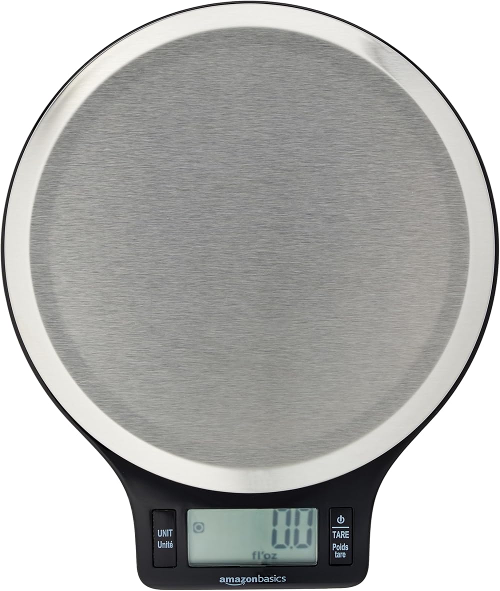 Amazon Basics Digital Kitchen Scales 11 lbs LCD Display Stainless Steel