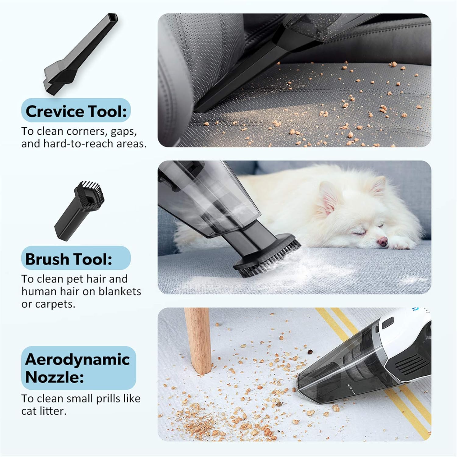 Holife HLHM218BWUS, Hand Cyclonic Suction, Handheld Vacuum Cordless Powered with Rechargeable Quick Charge Tech, Lightweight Dry Vac for Home and Car Cleaning (White): Home & Kitchen