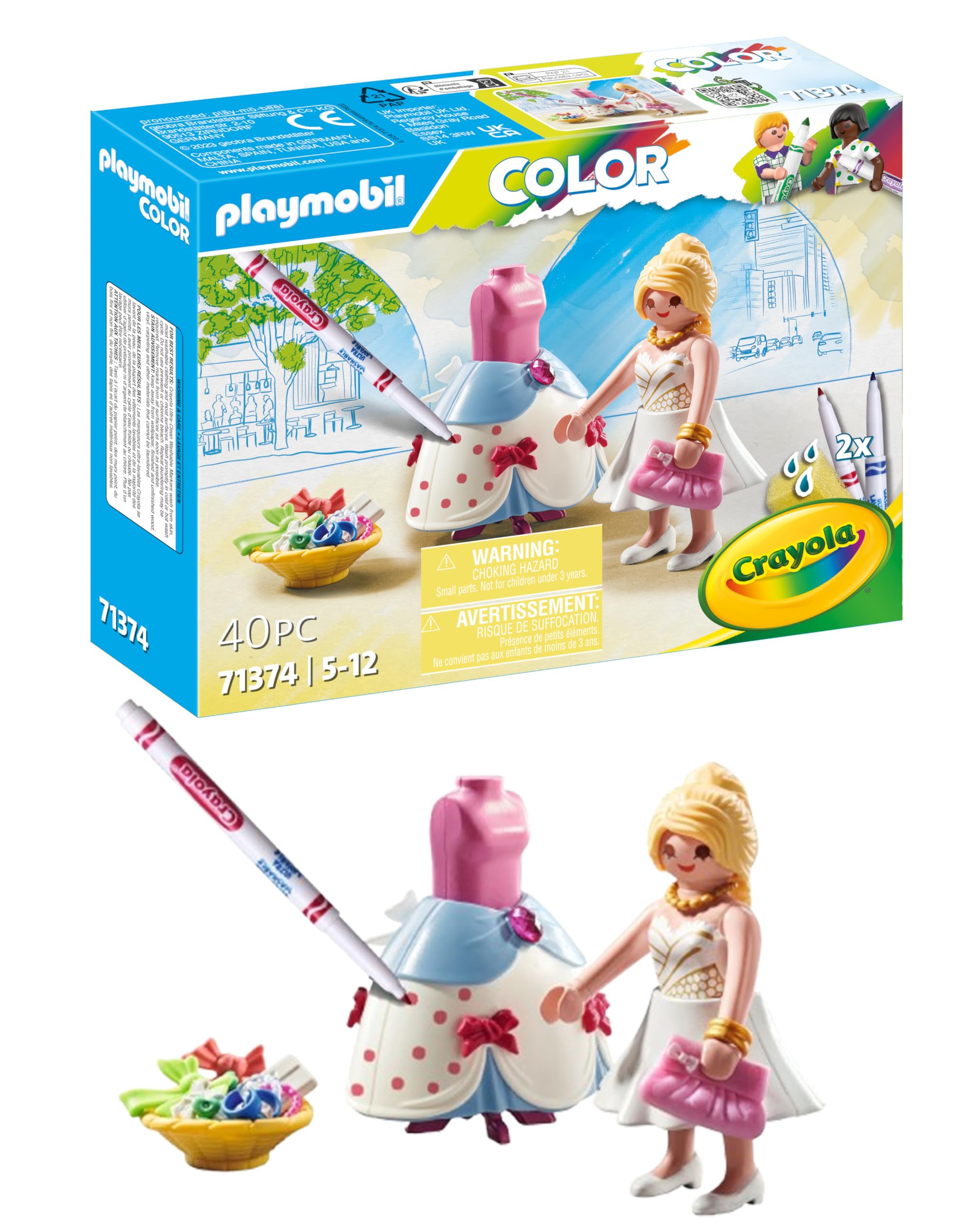 Playmobil 71374 Color Fashion Show Designer, unique designs, with water-soluble markers and accessories, imaginative role play, artistic play sets suitable for children ages 5+