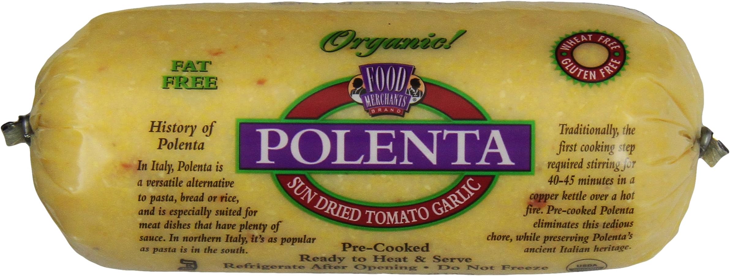 Food Merchants, Organic Polenta, Sundried Tomato Garlic, 18 oz Sleeve